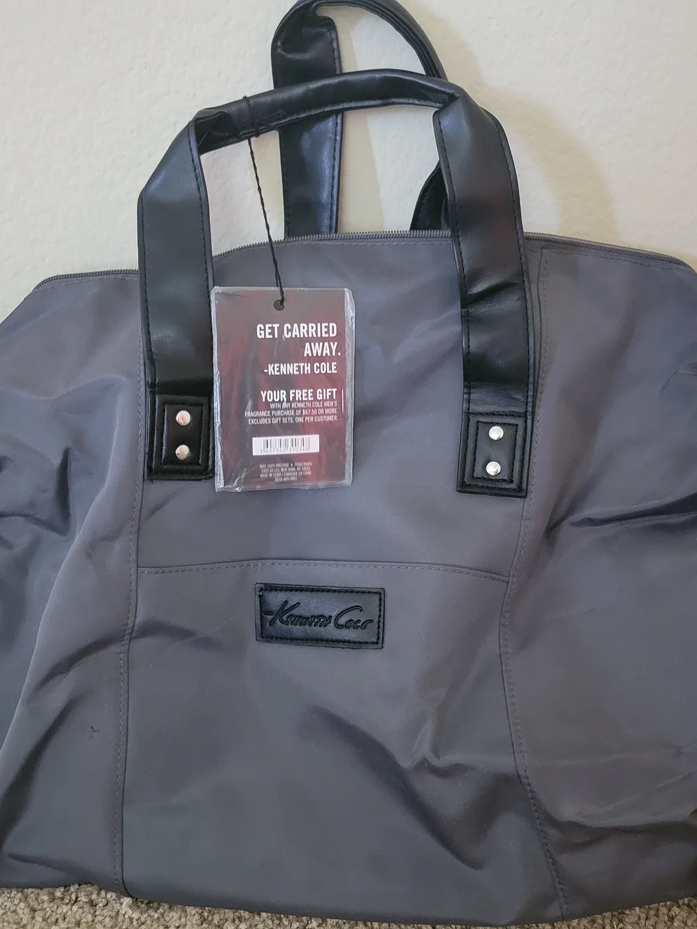 Kenneth Cole Gray Duffel Bag with Black Handles